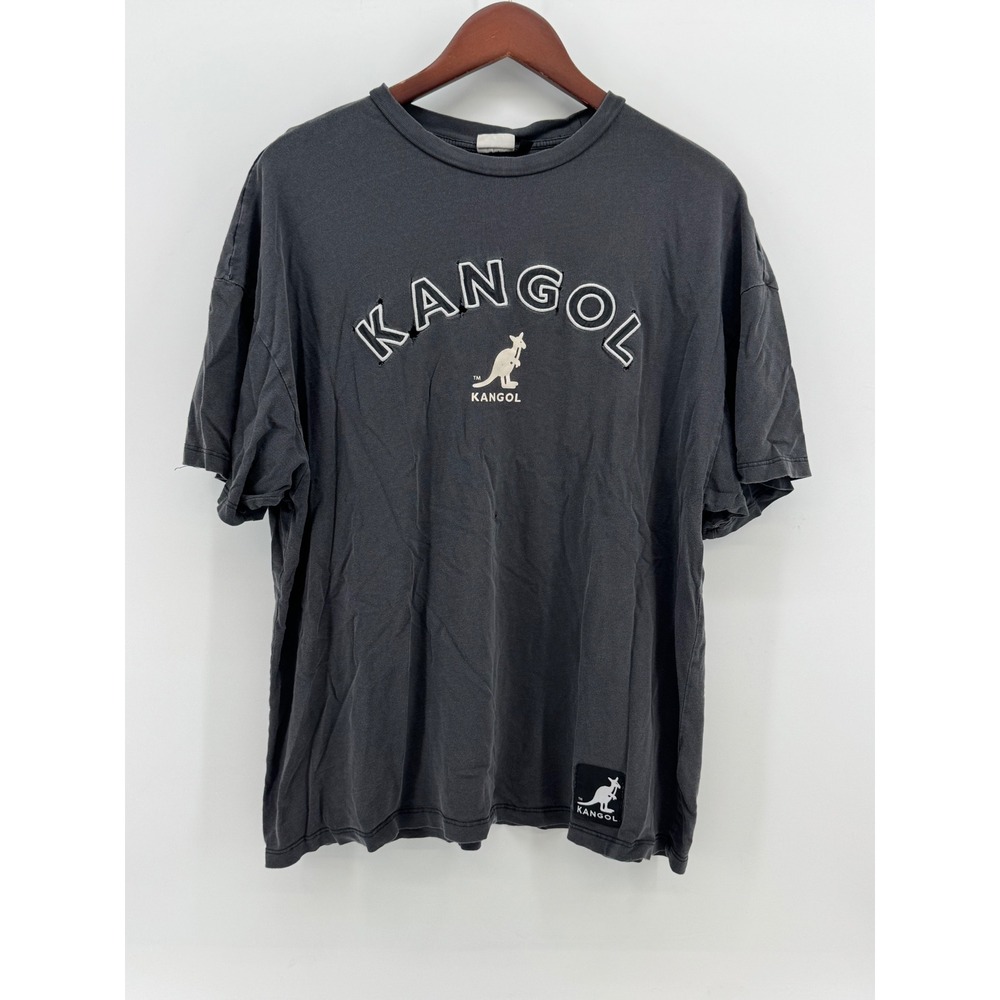 Kangol x HM Distressed Graphic T-Shirt Faded‎ Charcoal Grey Oversized Mens Large